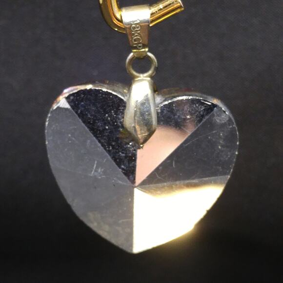 Vintage Crystal Heart Pendant,  18KGP Bail, 1960s Jewelry - Picture 7 of 10